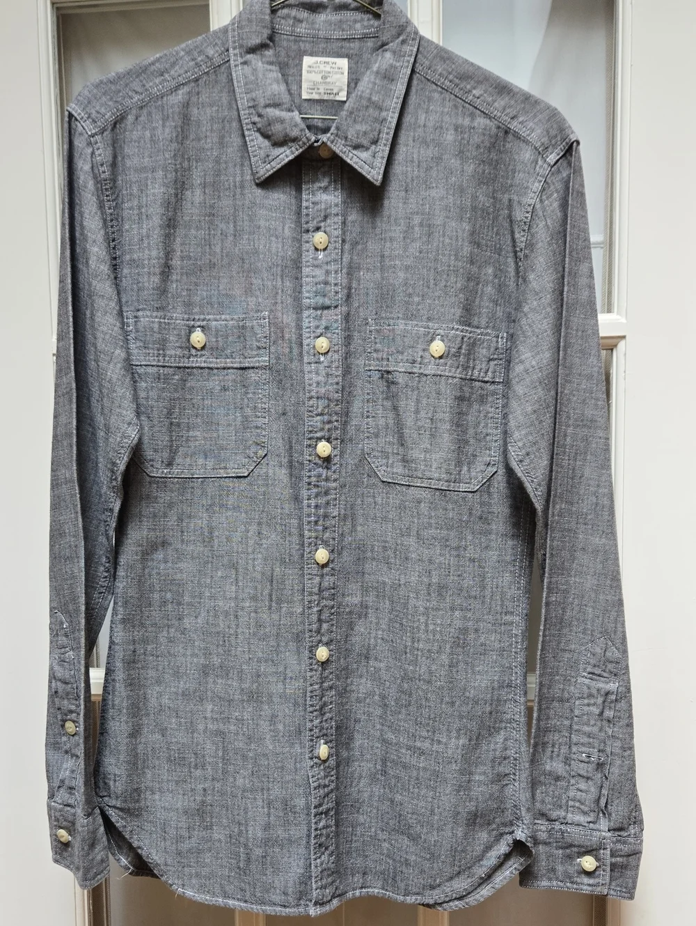 J. Crew Mens Black Chambray Long-Sleeve Button-Down Shirt